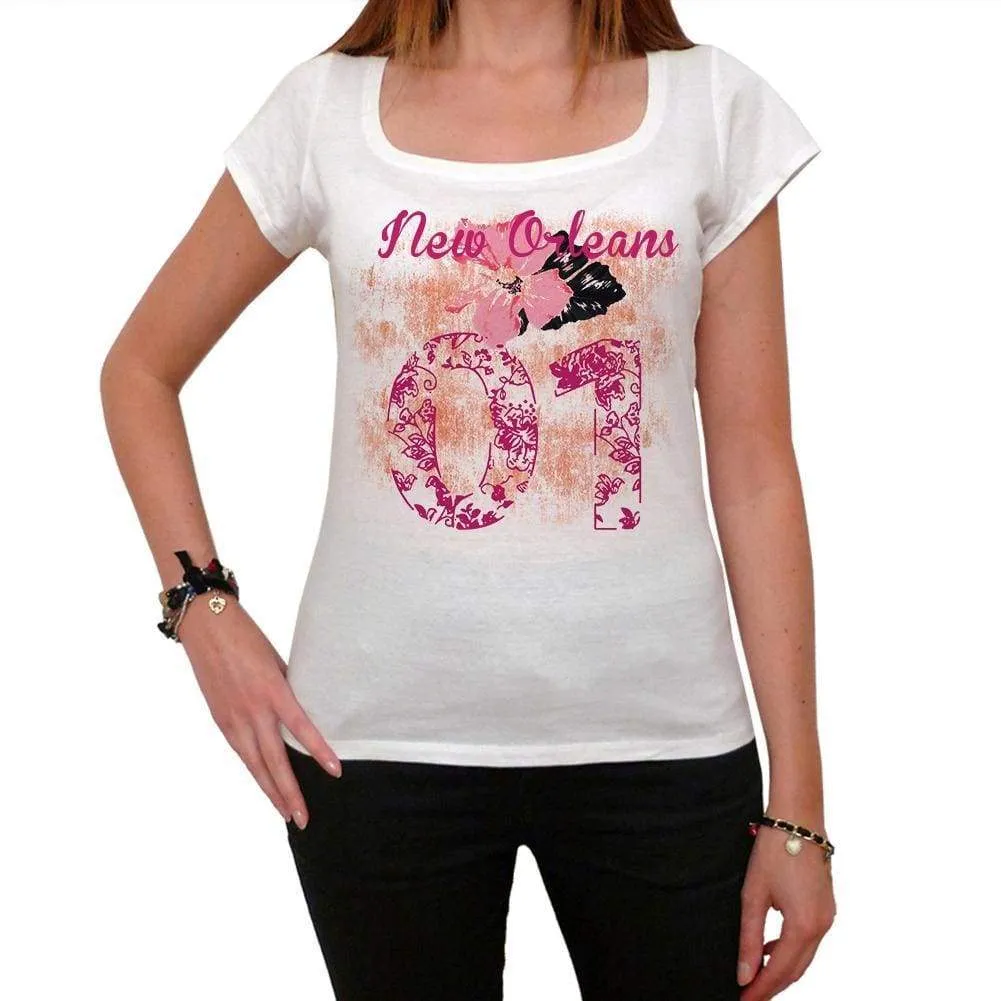 01, New Orleans, Women's Short Sleeve Round Neck T-shirt 00008