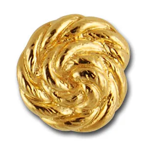 1 1/8" Spiral Coiled Rope Gold Metal Button (Made in France)