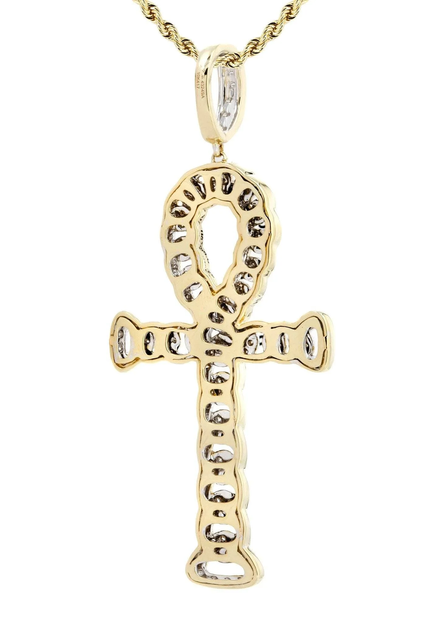 10K Yellow Gold Ankh Diamond Necklace  | 0.79 Carats