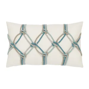 12" x 20" Elaine Smith Pillow  Aqua Rope