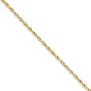 1.55mm, 14k Yellow Gold, Solid Cable Rope Chain Necklace