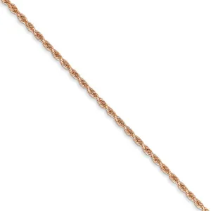 1.5mm 14k Rose Gold Solid Diamond Cut Rope Chain Necklace