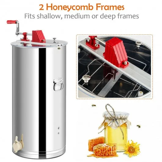 2 Frame Honey Extractor Manual Crank Separator Beekeeping Equipment