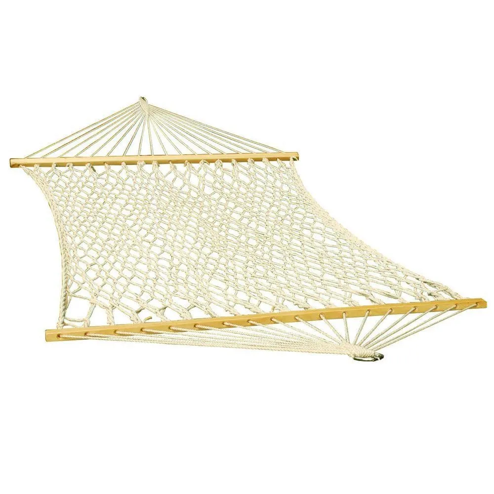 2-Point Single Cotton Rope Hammock with Stand