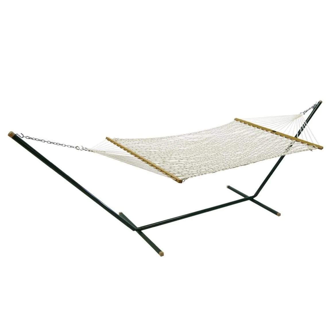 2-Point Single Cotton Rope Hammock with Stand