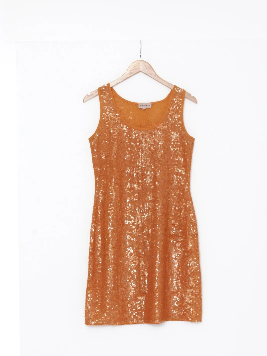 2010 Parosh sleeveless dress with orange sequins