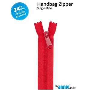 24" wide Handbag Zipper - Atom Red