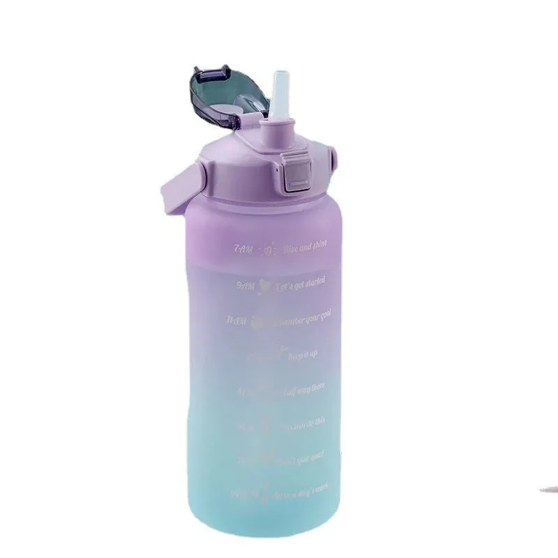 2Pc Large Capacity Gradient Color Water Bottle and Cup