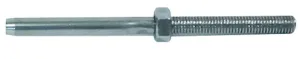 3.2mm x M6 S316 Threaded Swage Terminal, LHT No Flat W/Lock Nut - 60mm