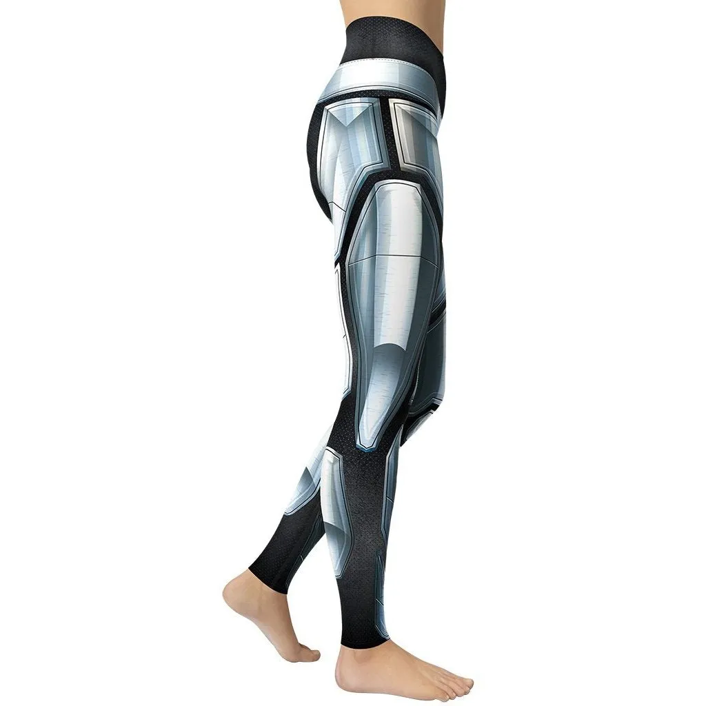 3D Iron Metal Armor Yoga Leggings