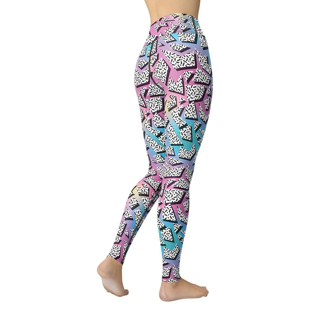 3D Neon Geometric Yoga Leggings