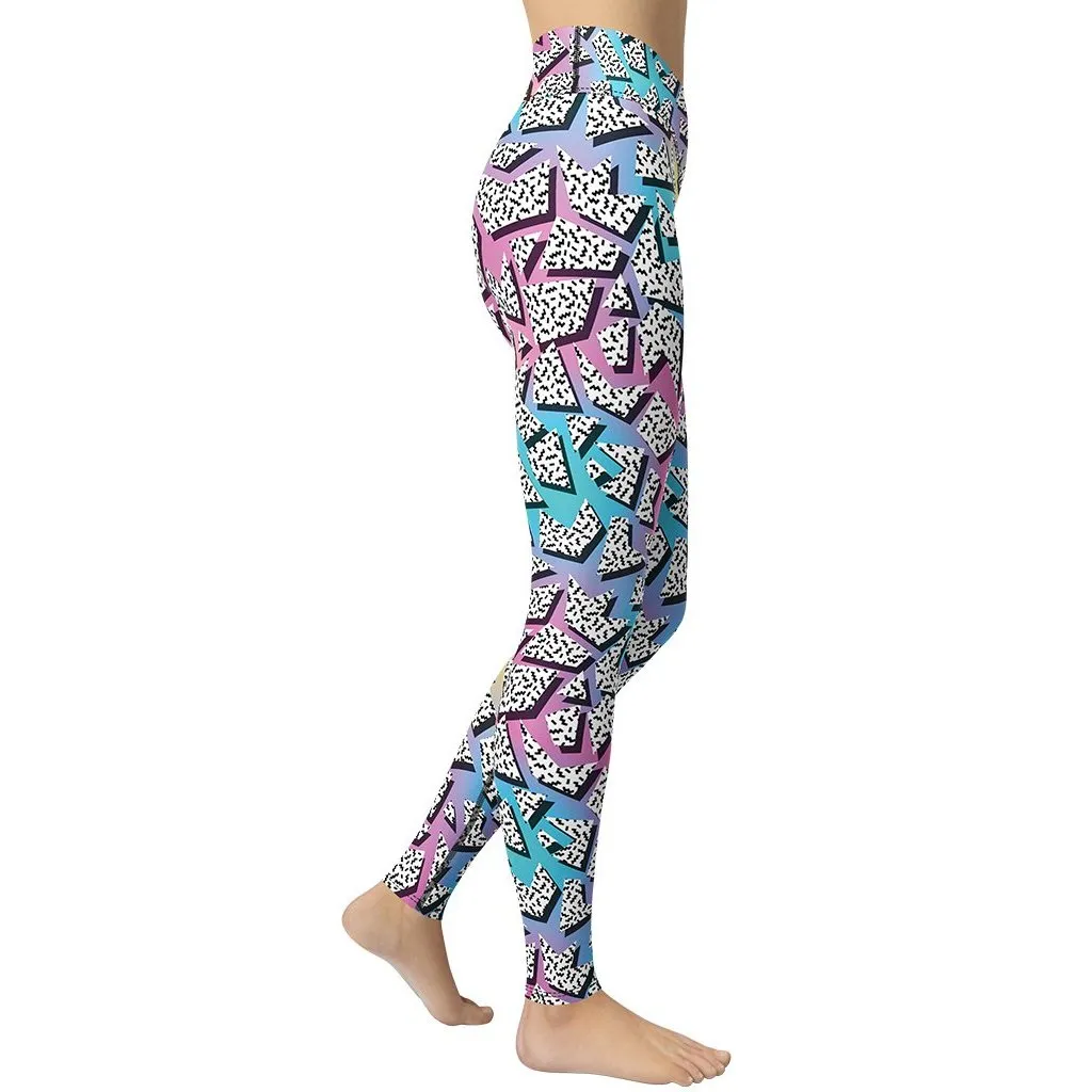 3D Neon Geometric Yoga Leggings