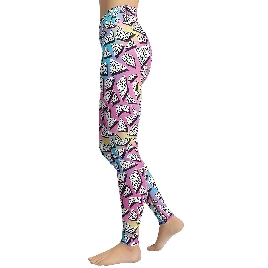 3D Neon Geometric Yoga Leggings