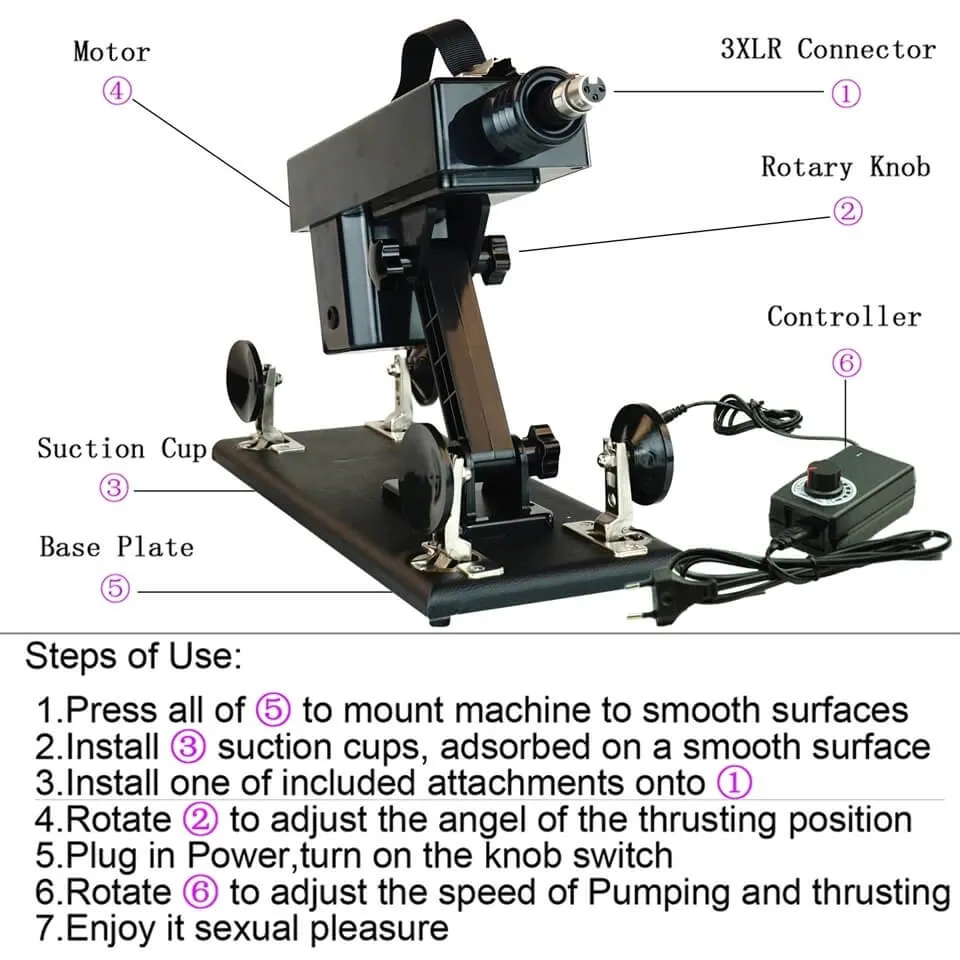 3XLR Sex Machines WIth Anal Dildo, Rod, Suction Cup