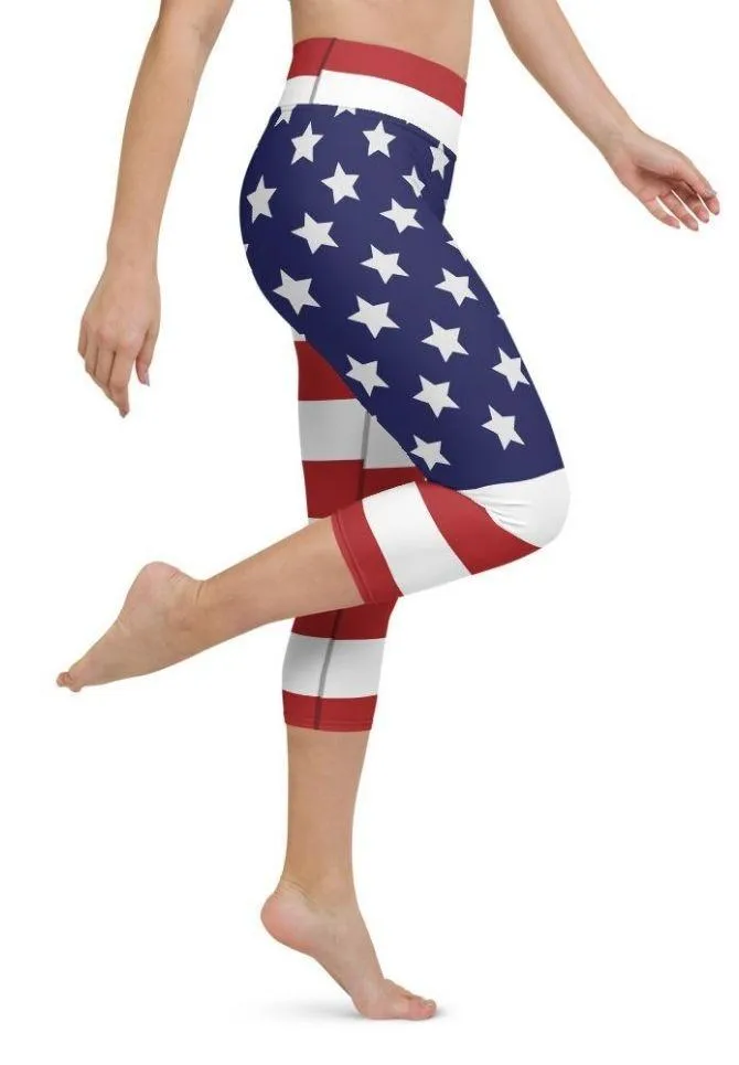 American Flag Yoga Capris