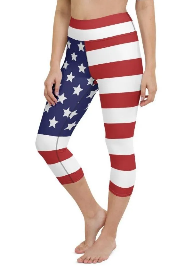 American Flag Yoga Capris