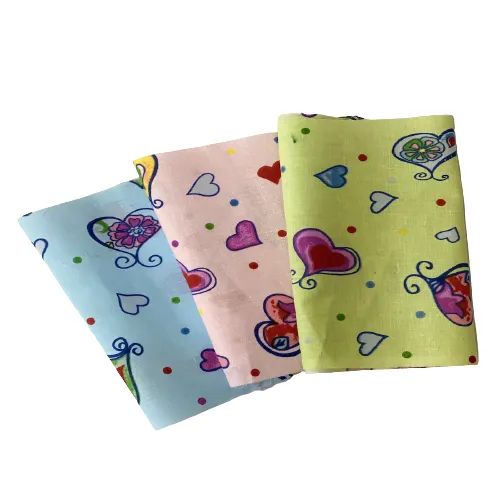 Baby Blue Heart Shape Print Poly Cotton Fabric