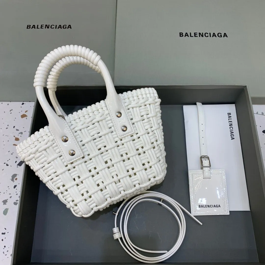 Balen Bistro XS Basket With Strap In White, For Women,  Bags 16.1in/41cm 6713422IE3Y9000