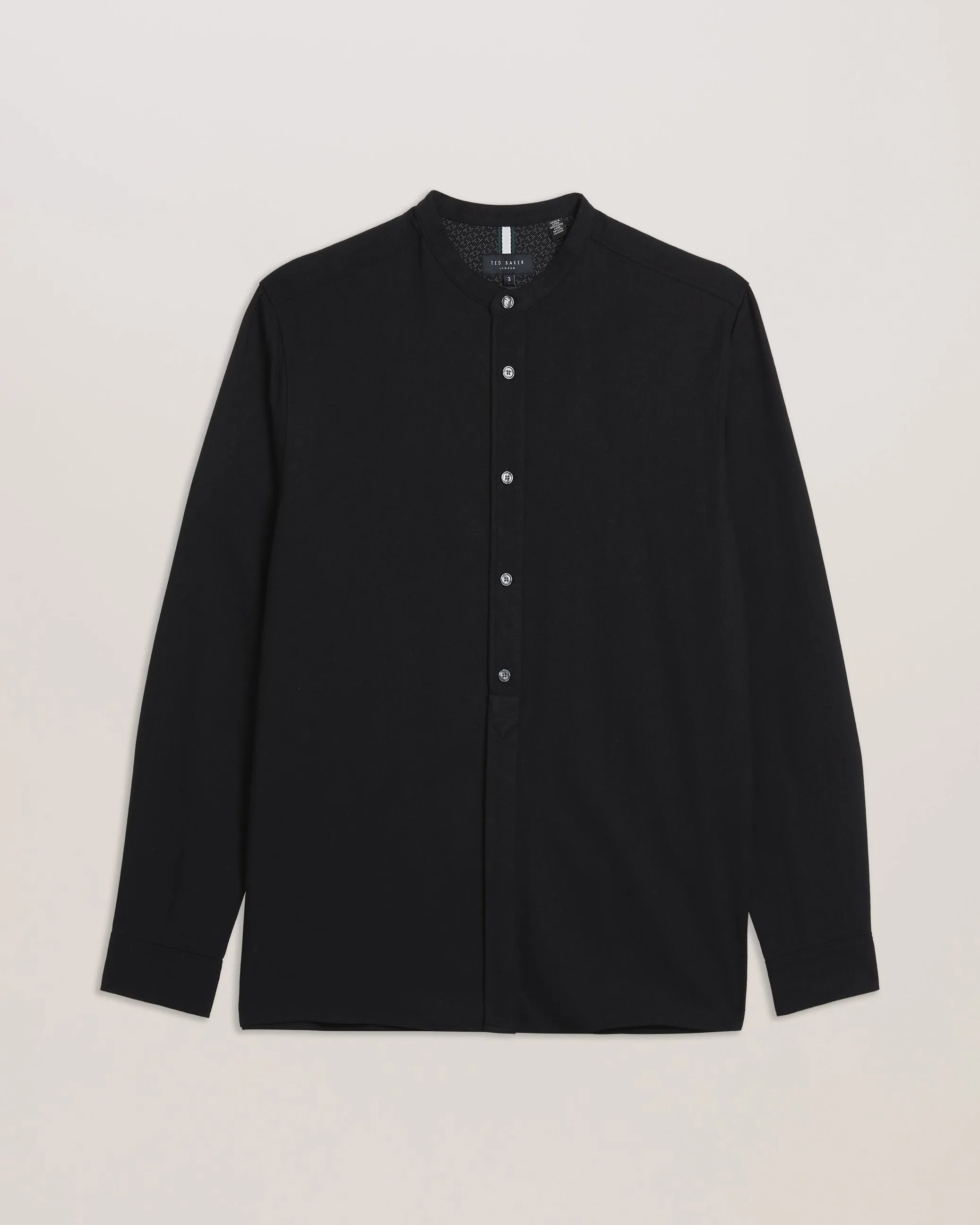 Bastuns Ls Relaxed Grandad Collar Shirt Black