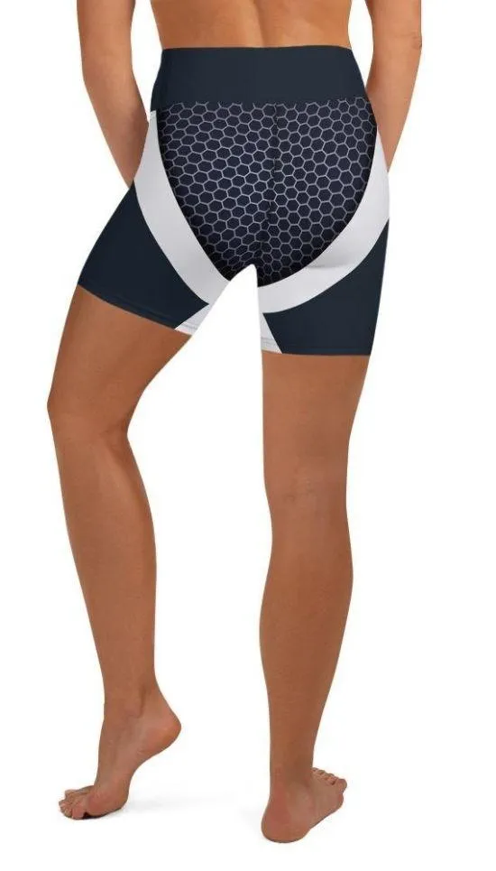 Beehive Geometric Yoga Shorts Navy Blue