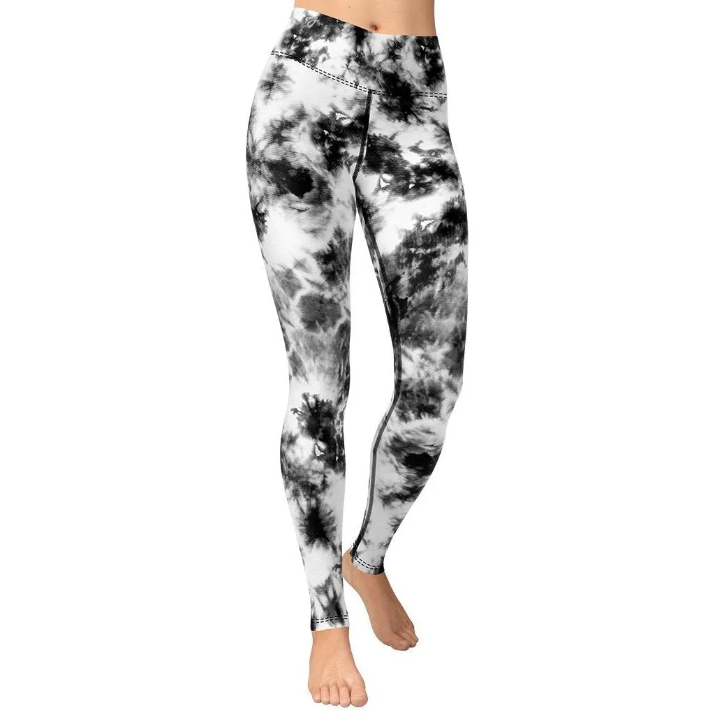 Black & White Tie Dye Yoga Leggings