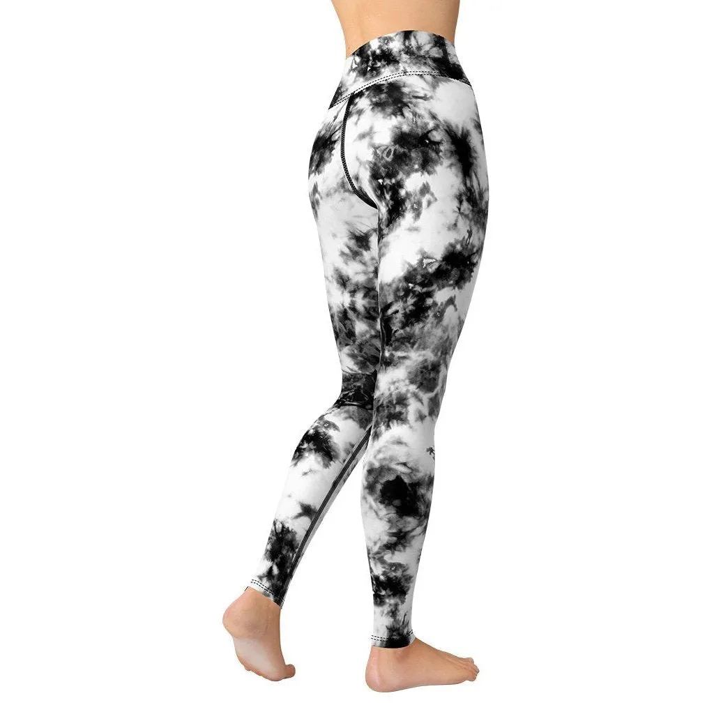 Black & White Tie Dye Yoga Leggings