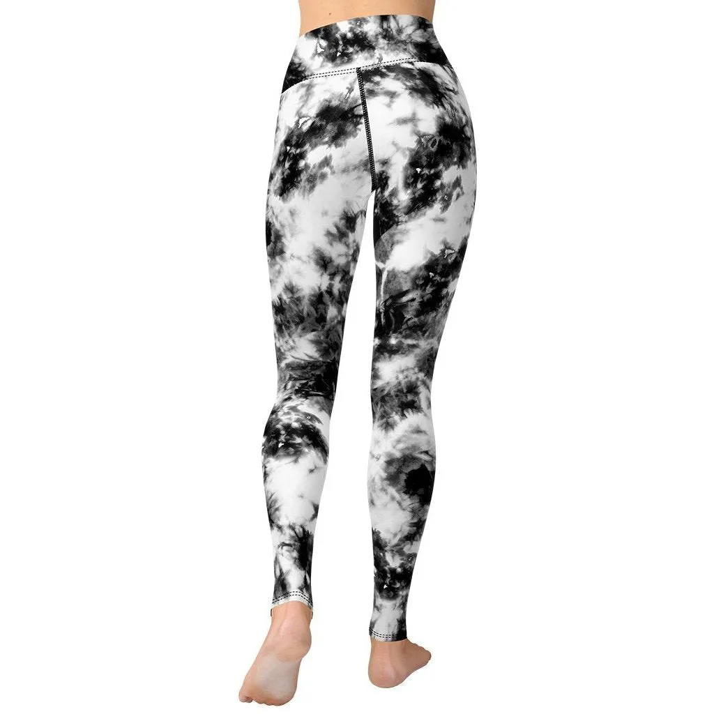 Black & White Tie Dye Yoga Leggings