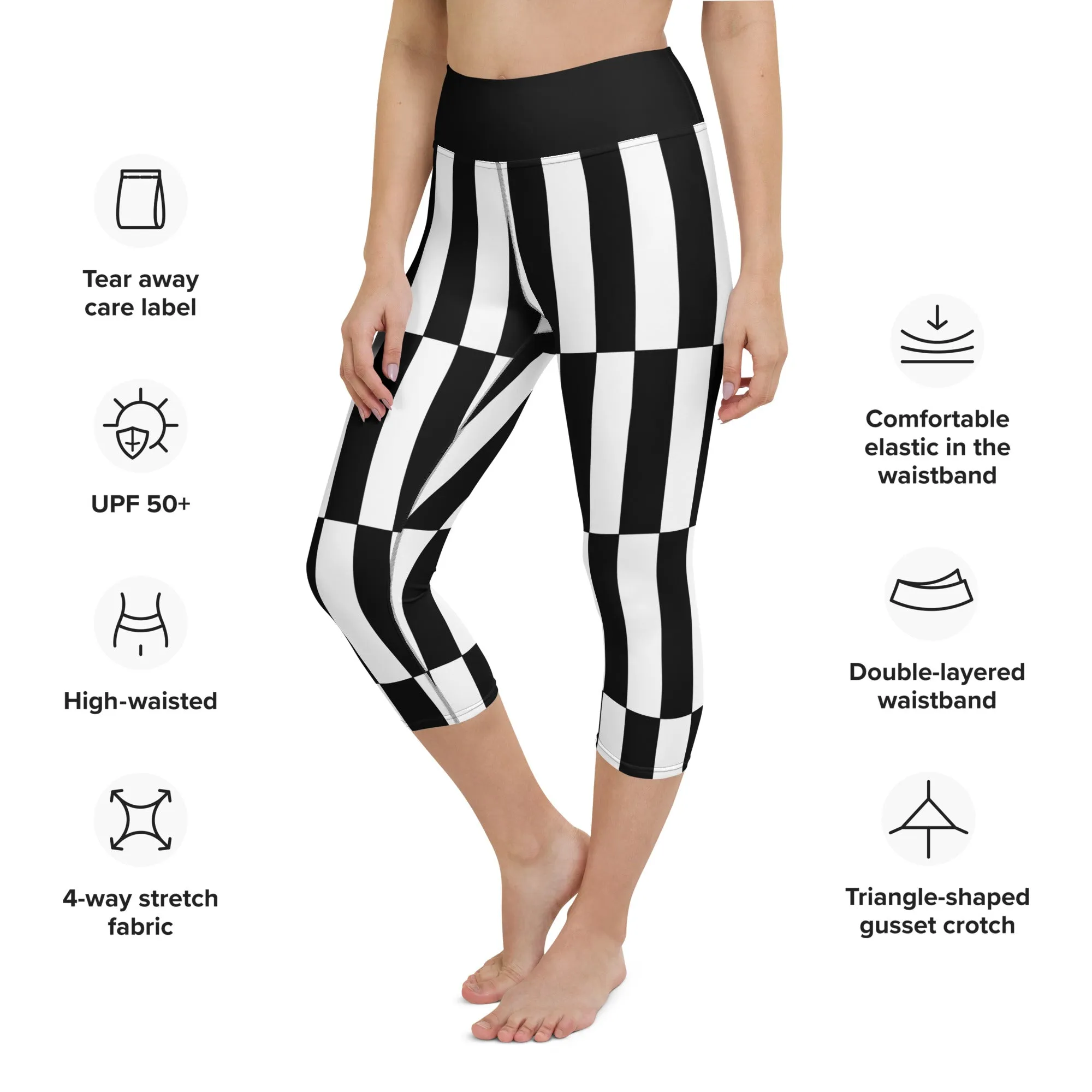 Black and White Optical Illusion Yoga Capris