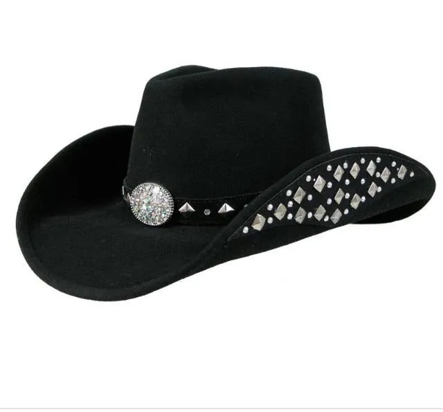 Black Felt "Let’s Get Loud" Studded Cowboy Hat