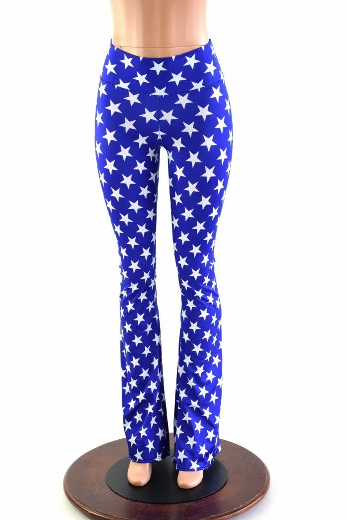 Blue & White Star Boot Cut Leggings