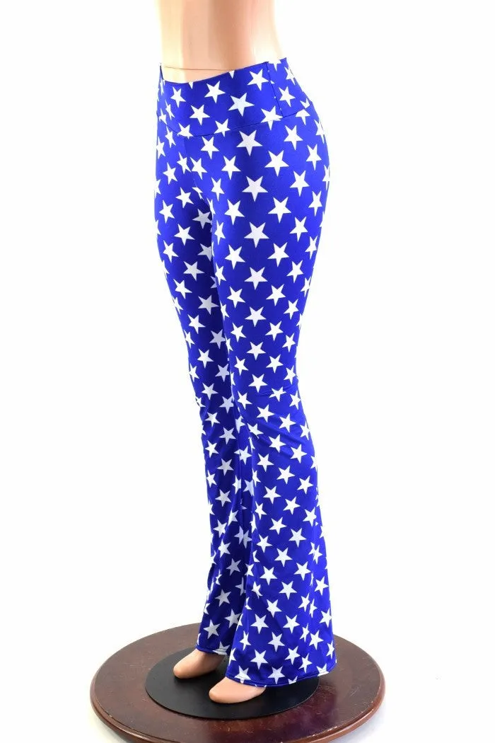 Blue & White Star Boot Cut Leggings