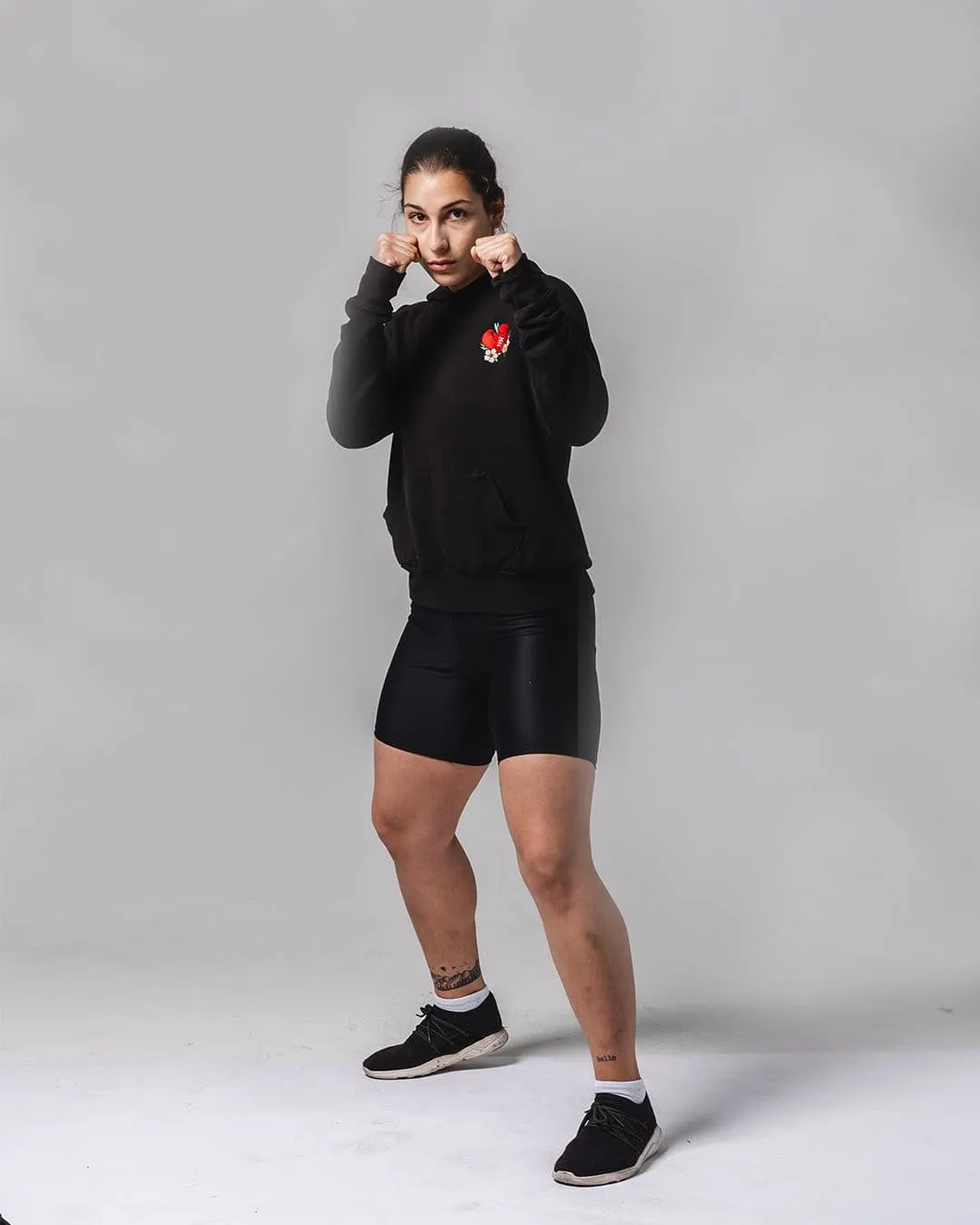 'BOXING GLOVES' EMBROIDERED HOODIE - BLACK