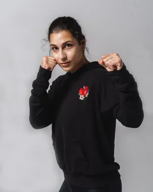 'BOXING GLOVES' EMBROIDERED HOODIE - BLACK