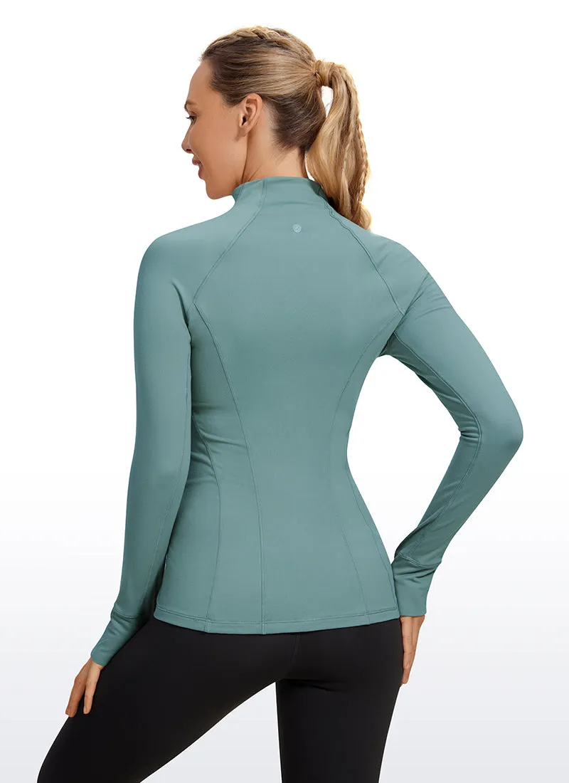 Brushed Quarter-Zip Long Sleeve with Thumb Holes