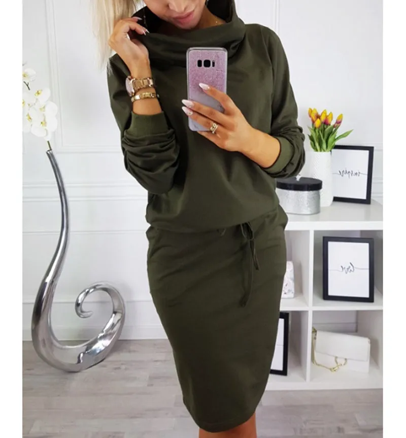 Casual Long Sleeve O Neck Women Dress