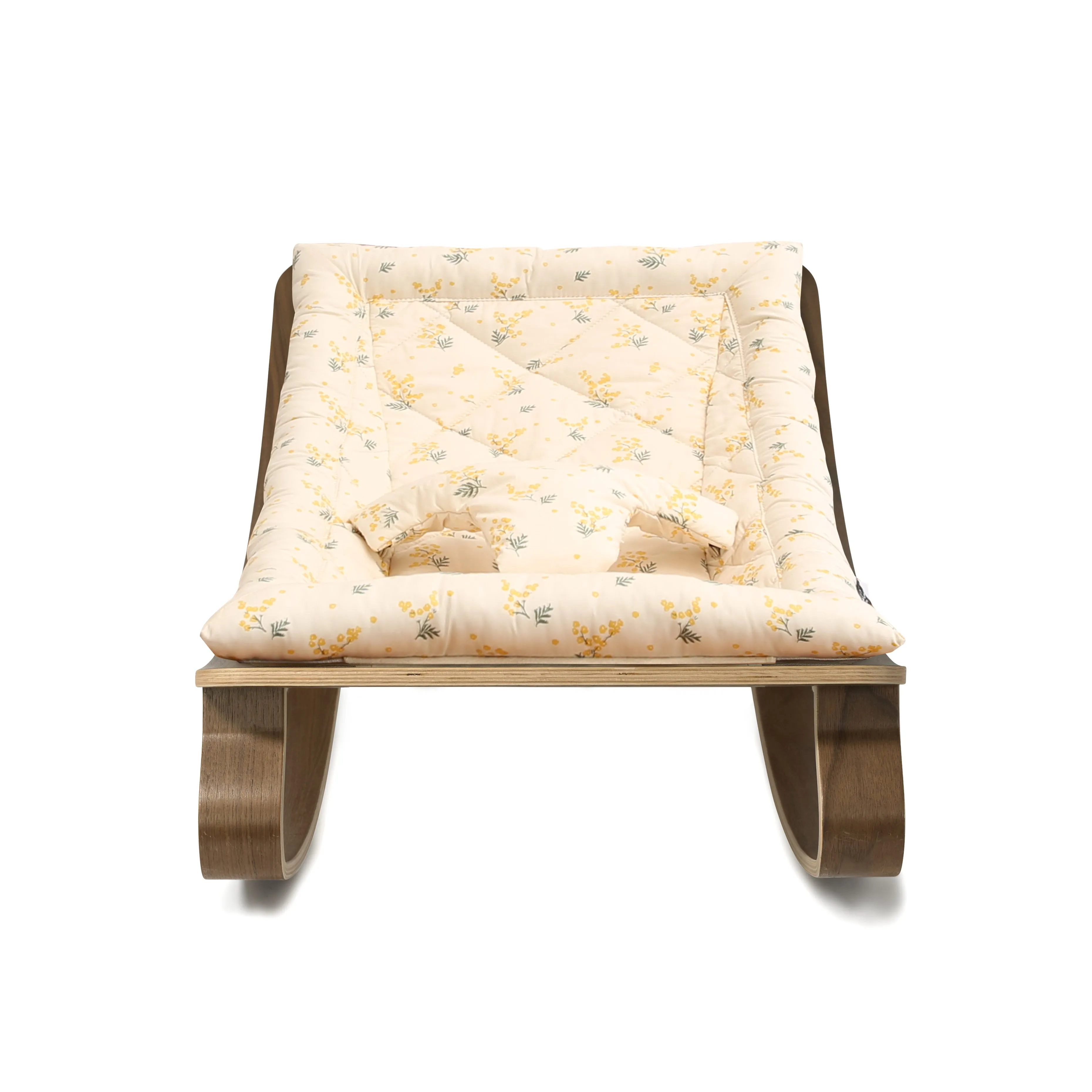 Charlie Crane LEVO Baby Rocker - Walnut Frame with Mimosa Fabric