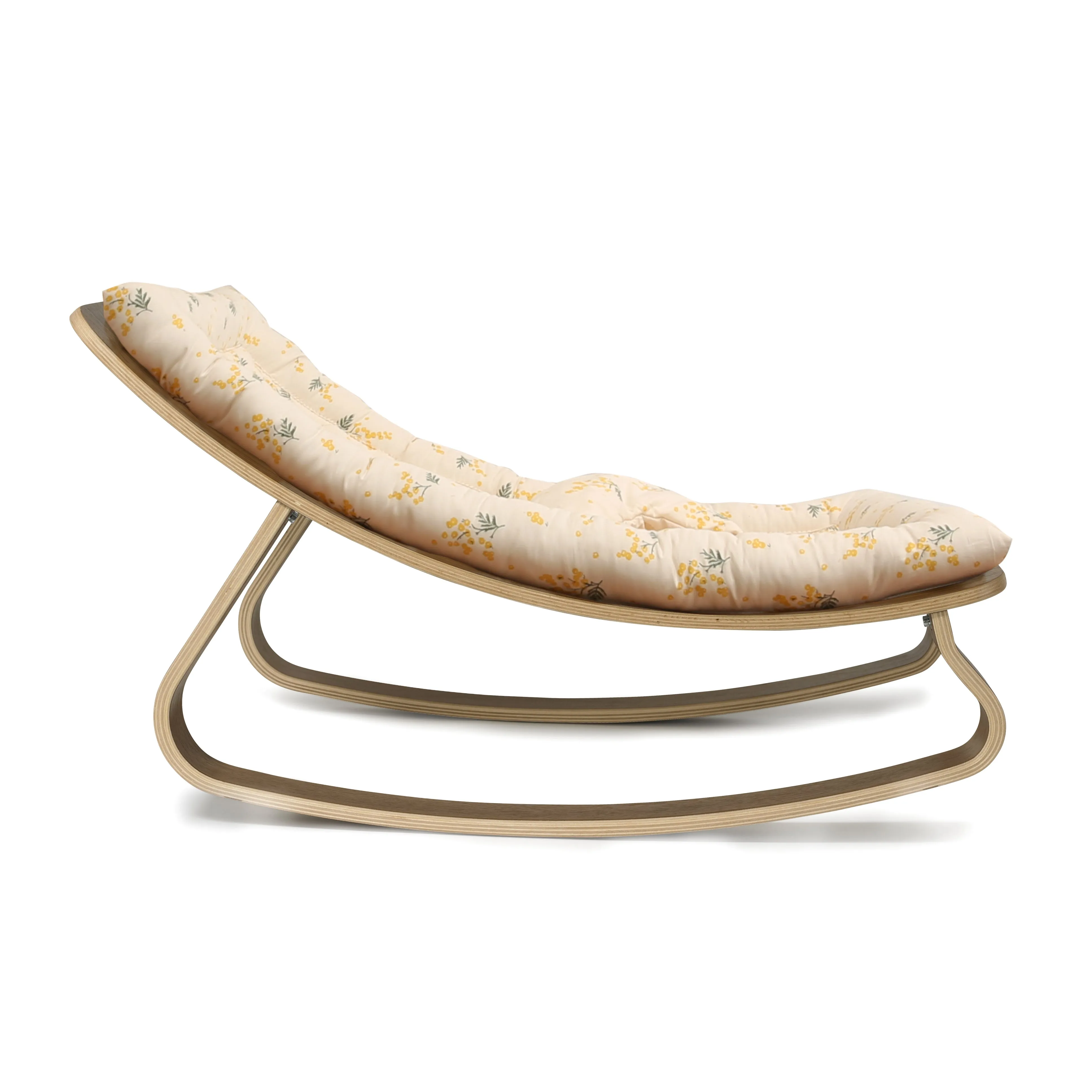 Charlie Crane LEVO Baby Rocker - Walnut Frame with Mimosa Fabric