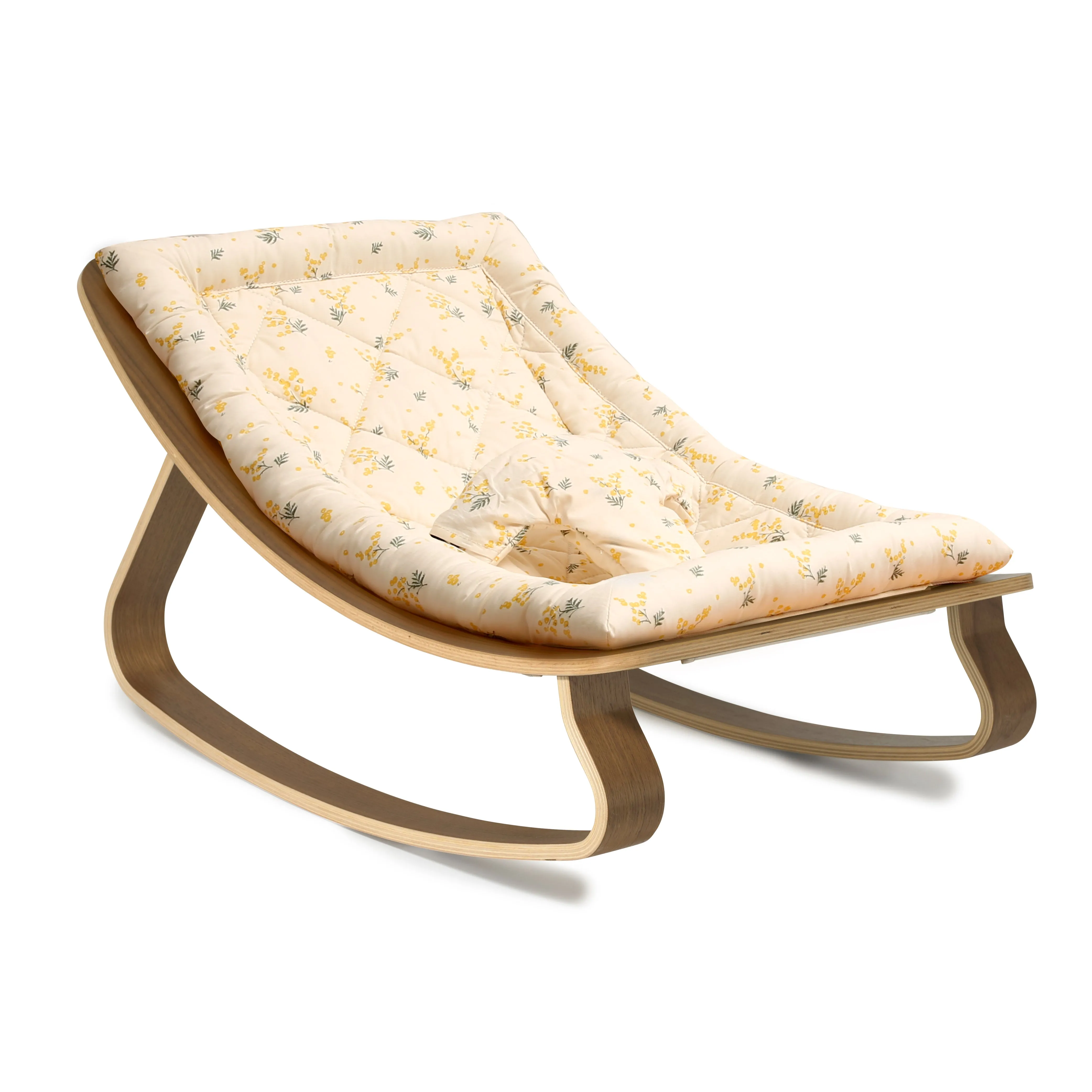 Charlie Crane LEVO Baby Rocker - Walnut Frame with Mimosa Fabric