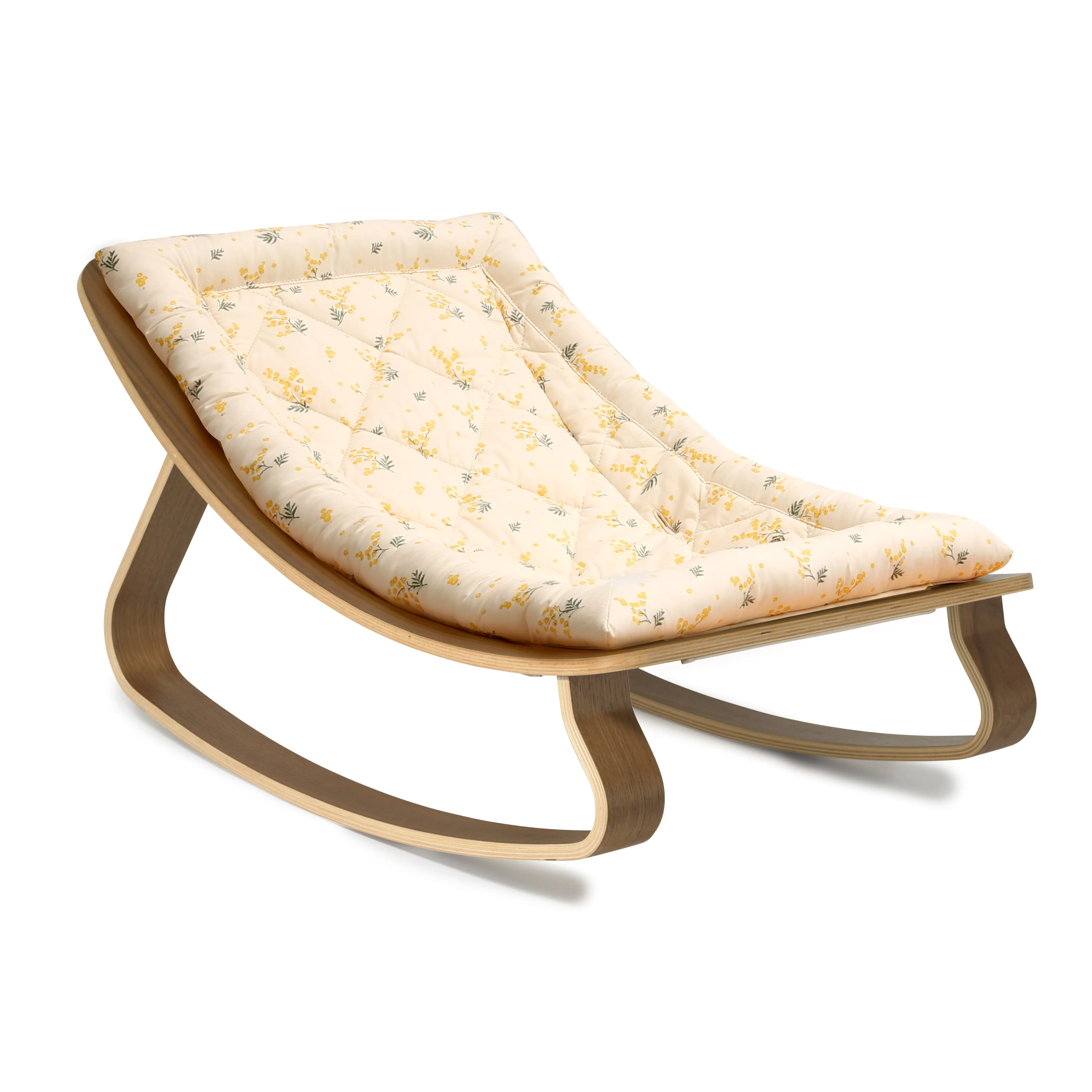 Charlie Crane LEVO Baby Rocker - Walnut Frame with Mimosa Fabric