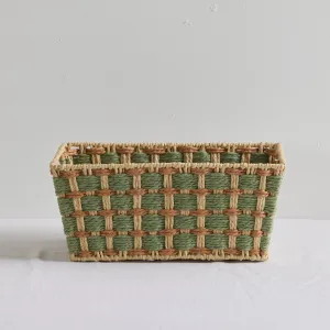 Checker Basket - Green/Natural - Small