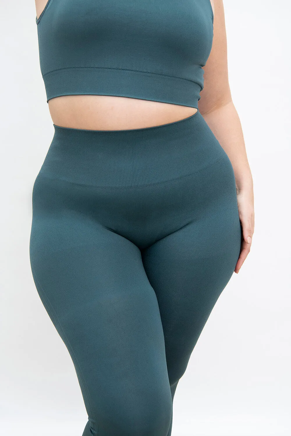 Curve Ultimate High Waisted Seamless Leggings - Teal Blue