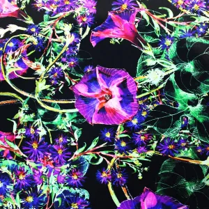 Digital Blooms Printed Spandex | Blue Moon Fabrics