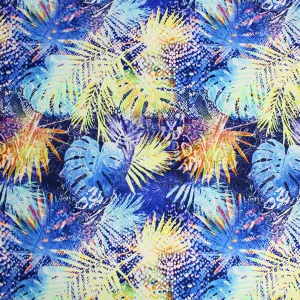 Digital Cat Palms Printed Spandex | Blue Moon Fabrics