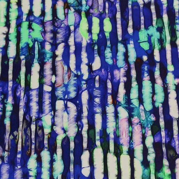 Distressed Blue and Green Printed Spandex | Blue Moon Fabrics