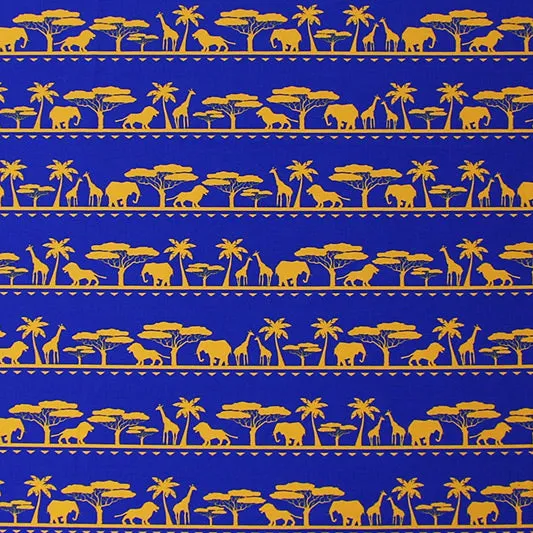 Elephant Giraffe African Safari Printed Spandex | Blue Moon Fabrics