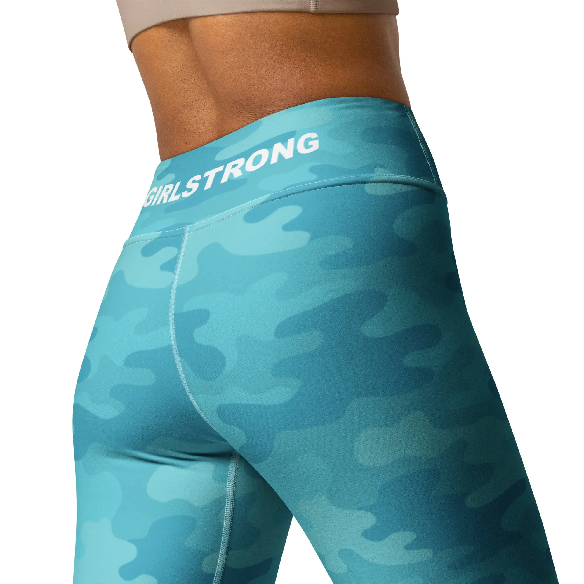 ELEVATED ESSENTIALS, BOOTY BOOSTING HIGH WAISTBAND LEGGING TURQUOISE CAMO