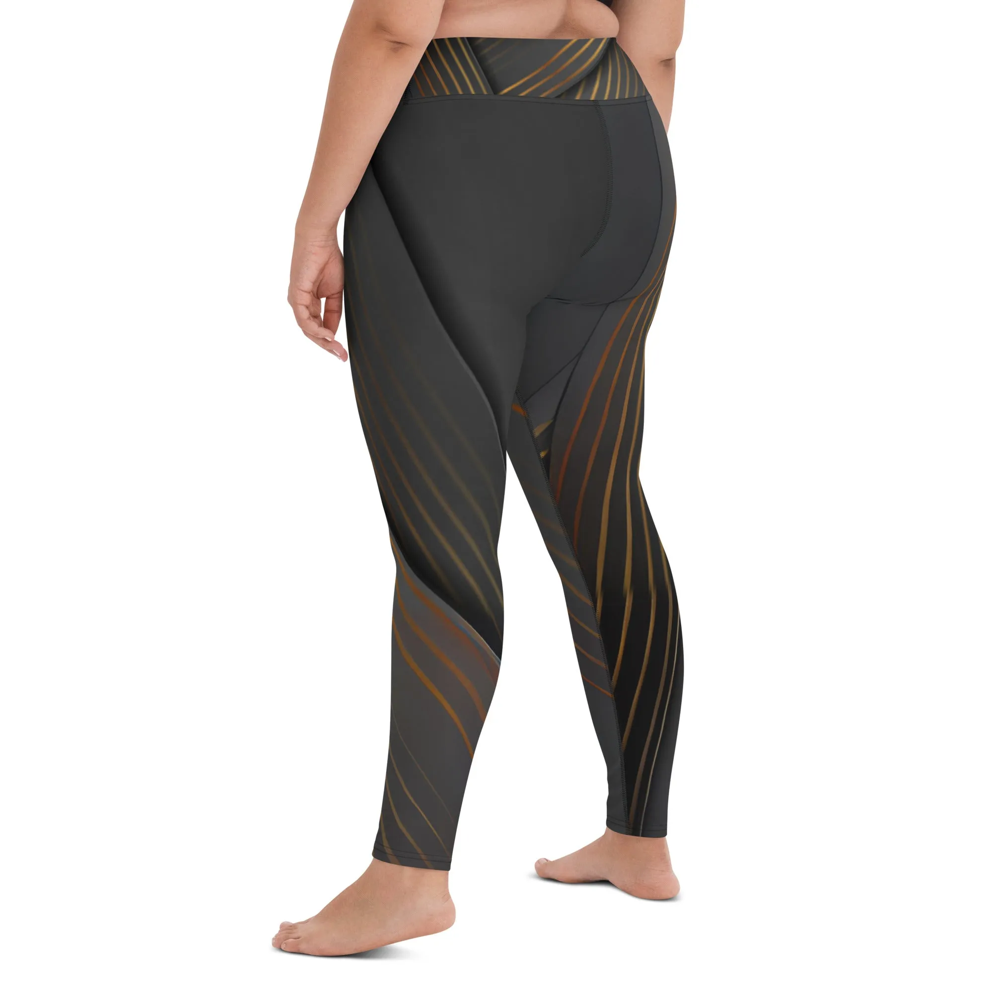 Embrace Elegance in Every Pose with Golden Striped Yoga Leggings