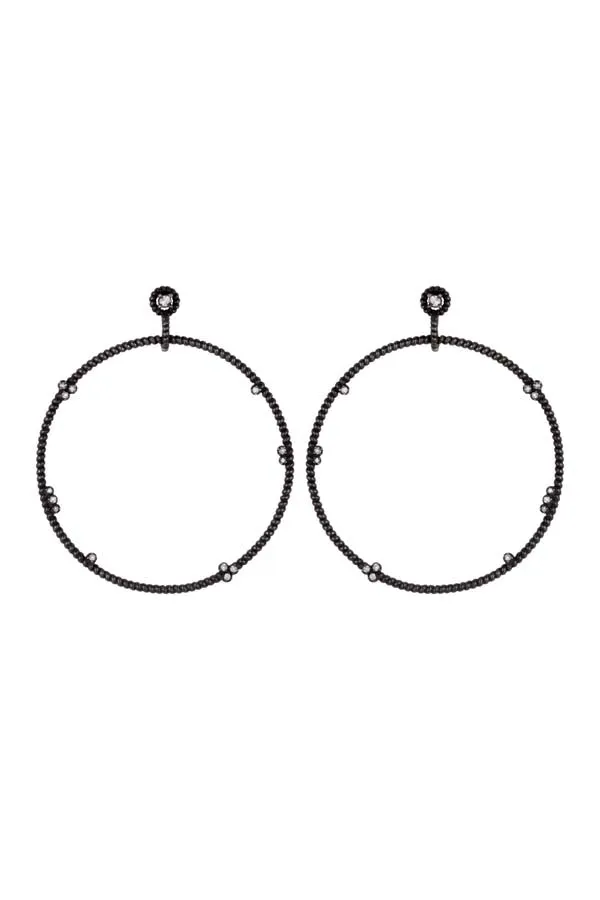 Floating Diamond Twist Hoop Earrings