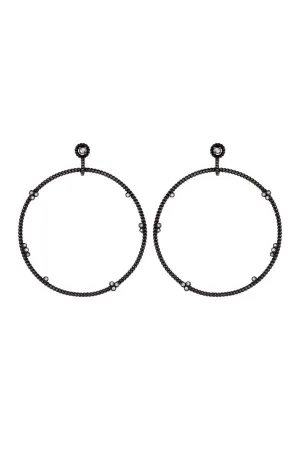 Floating Diamond Twist Hoop Earrings