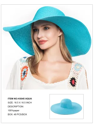 Floppy Foldable Beach Sun Hat-Aqua